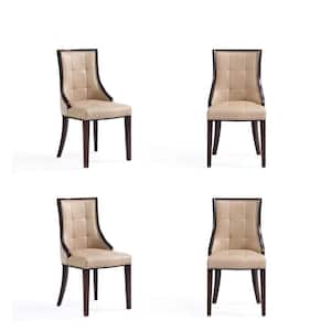 Fifth Avenue Tan and Walnut Faux Leather Dining Chair (Set of 4)