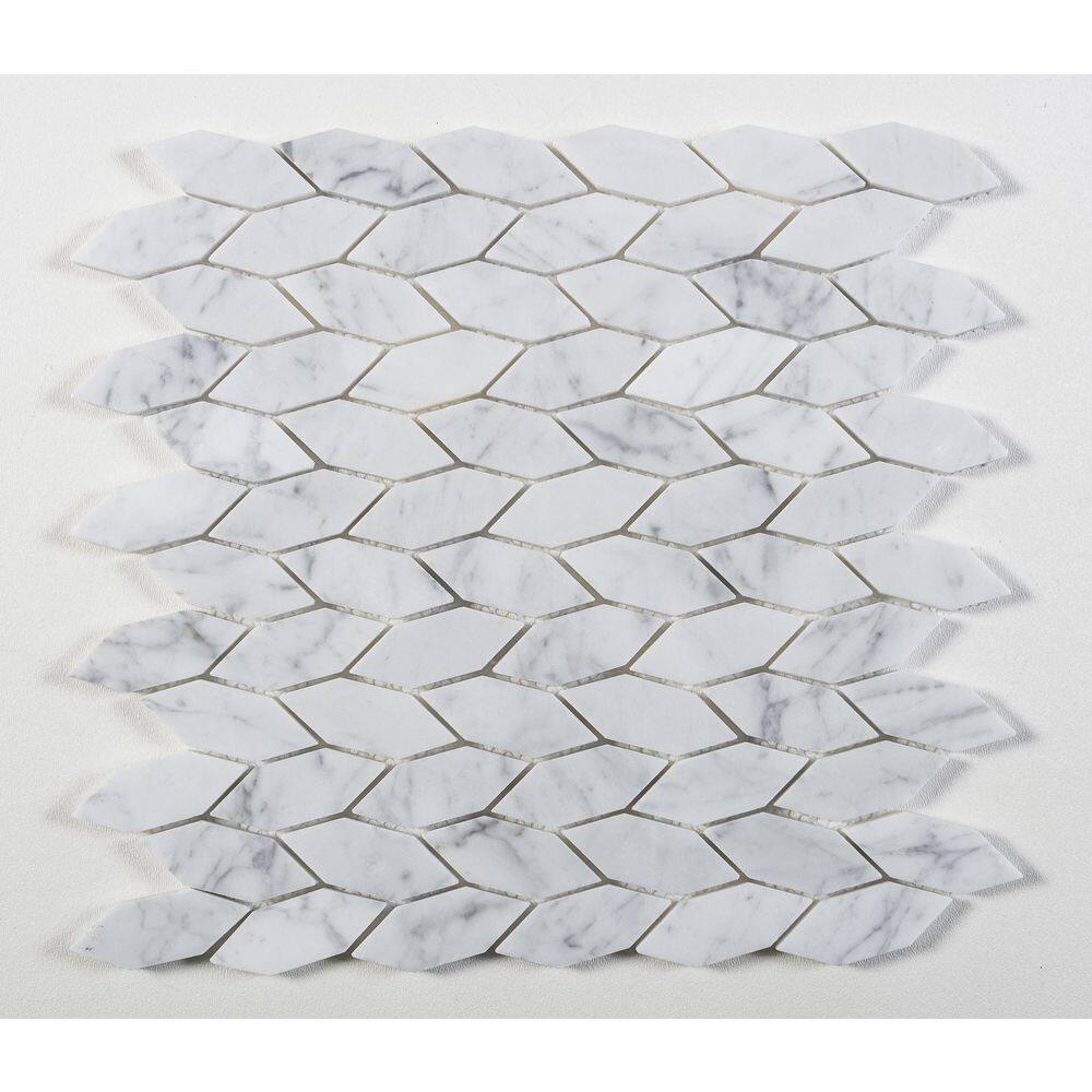 Duv Gray Matte Elongated Hex Marble Mosaic Tile Sample
