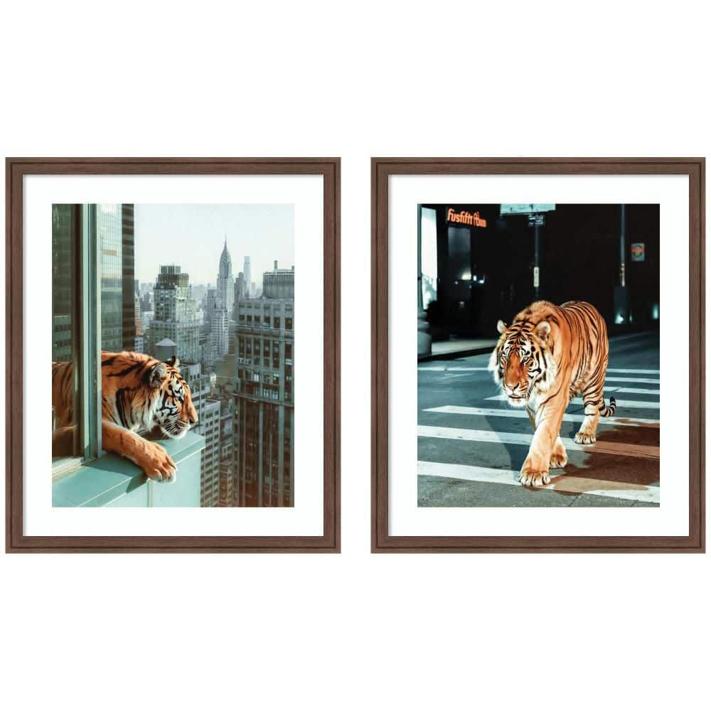 "2 Piece Sylvie ""Urban Tiger City 2 Piece"" by Michael Schauer Framed Art Print Set 26 in. x 46 in." price history on PriceWatchPro