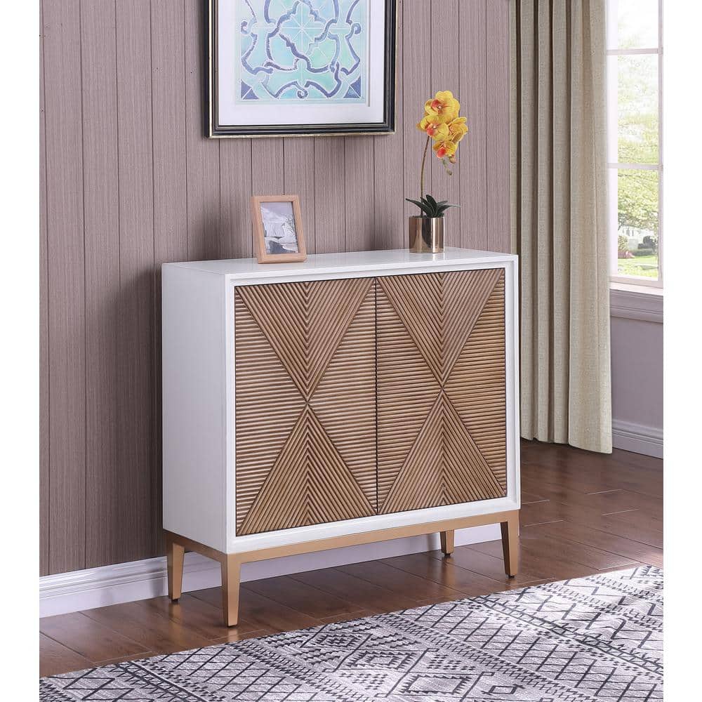 Gretchen 36" White and Brown MDF Coastal Accent Cabinet