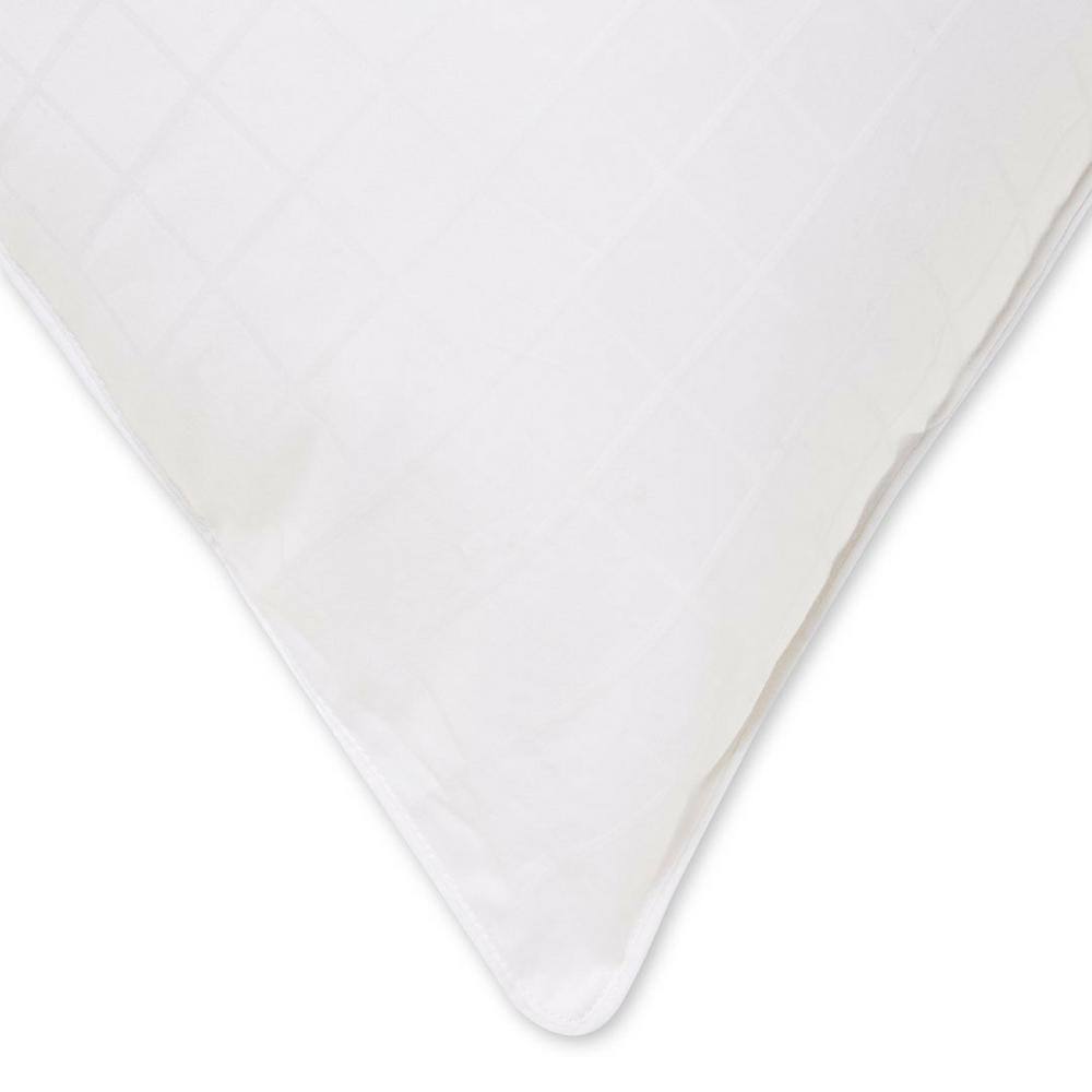 Standard White Cotton Dobby-Box Shell Hypoallergenic Pillow Set