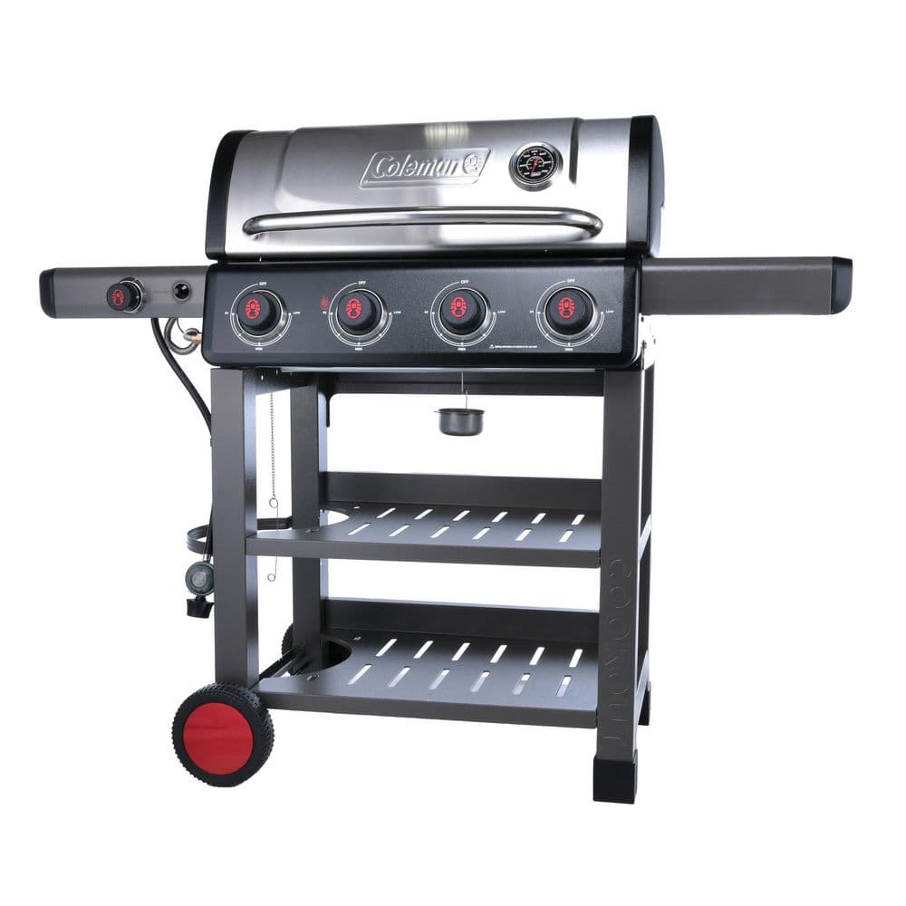 Coleman 4-Burner Stainless Steel Propane Gas Grill with Side Burner