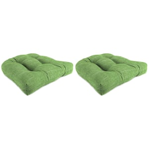 18 in. L x 18 in. W x 4 in. H Palm Green Square Tufted Outdoor Seat Cushions in Tory (2-Pack)