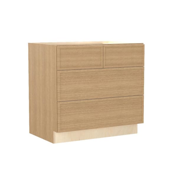 Franklin 36 in. W x 24 in. D x 34.5 in. H Assembled Plywood Cooktop Base Kitchen Cabinet in Vanguard Oak with Soft Close