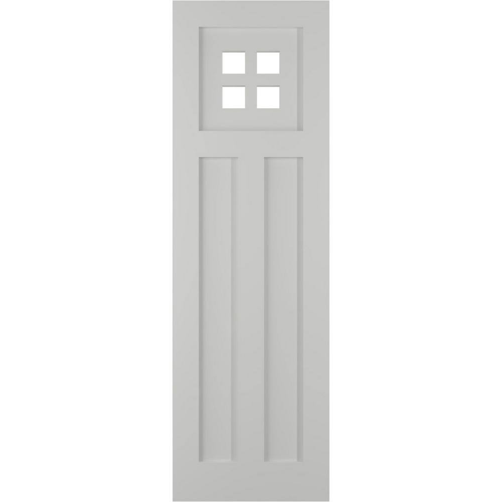 True Fit 12 in. x 32 in. PVC San Antonio Mission Style Fixed Mount Flat Panel Shutters, Hailstorm Gray (Per Pair) price history on PriceWatchPro