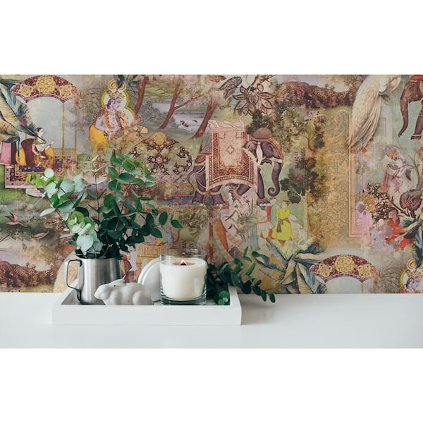 Fenmore Indian Safari Multi-Colored Non Pasted Non Woven Wallpaper