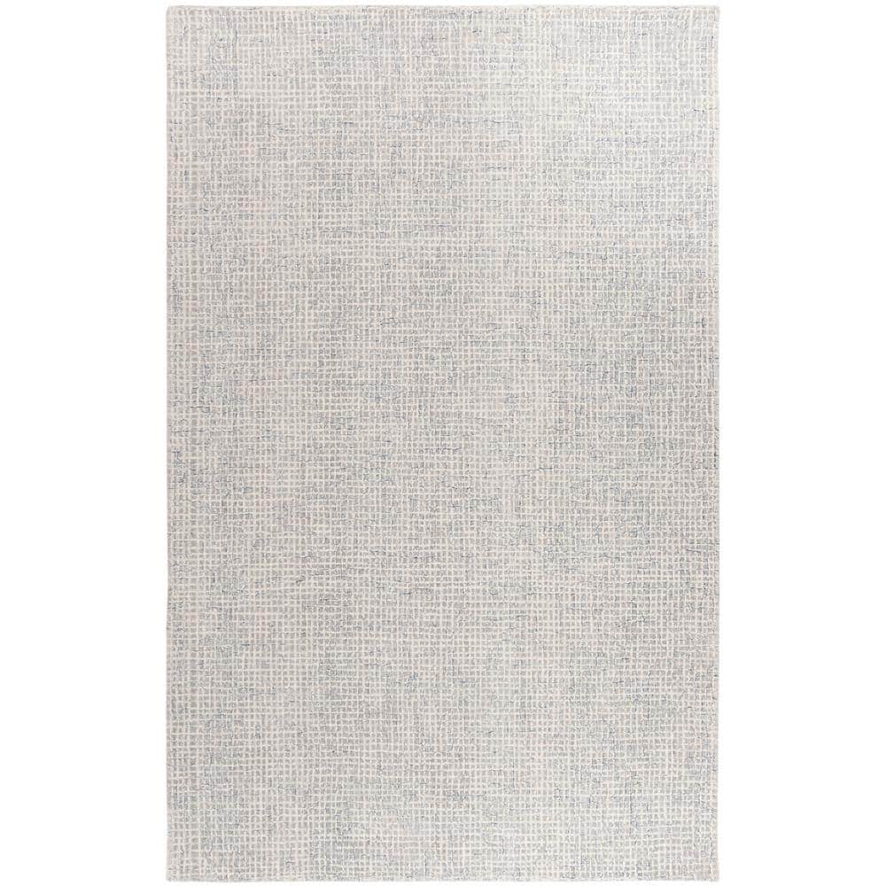Hand-Tufted Abstract Blue & Silver Wool-Blend 8' x 10' Area Rug