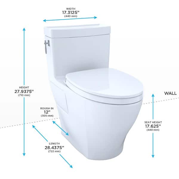 TOTO Aimes 1-piece 1.28 GPF Single Flush Elongated ADA Comfort Height Toilet  in Cotton White, SoftClose Seat Included MS626124CEFG#01 - The Home Depot