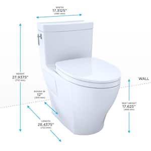 Aimes 12 in. Rough In One-Piece 1.28 GPF Single Flush Elongated Toilet in Cotton White, SoftClose Seat Included