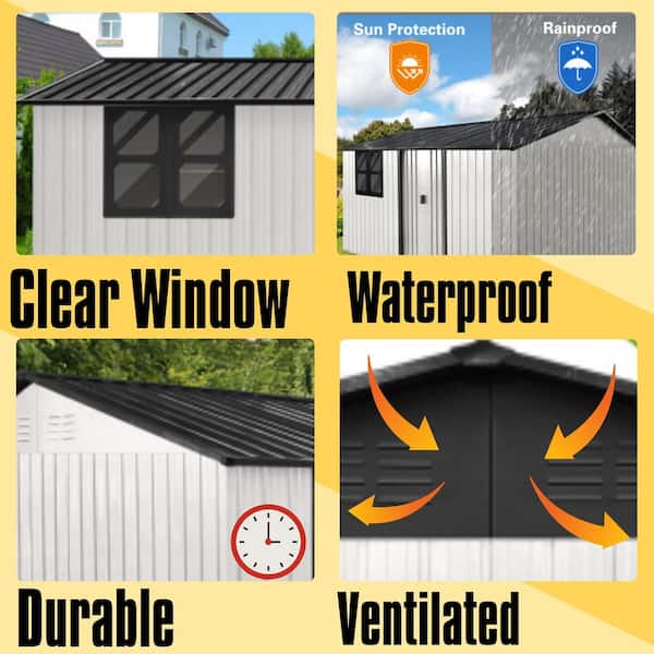 12 ft. W x 10 ft. D Metal Storage Shed with Window for Garden and Backyard (105 sq. ft. )