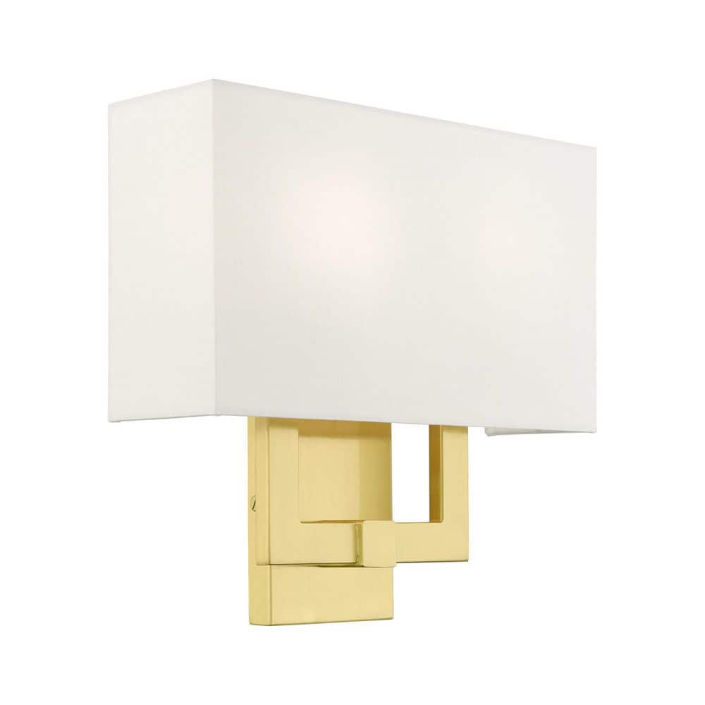 Hollborn Satin Brass 2-Light ADA Compliant Wall Sconce with Off-White Shade