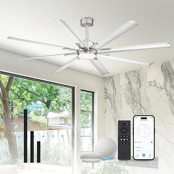 JAZAVA 72 in. Smart Indoor Brushed Nickel Industrial Hardwired