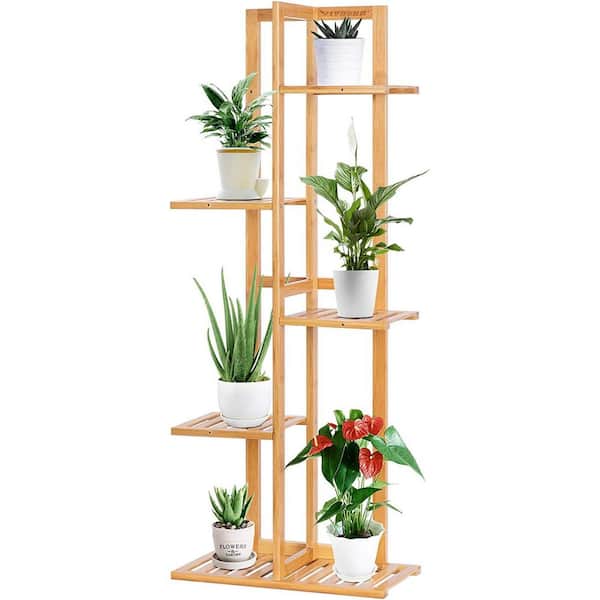 VIVOSUN 40 in. Tall Indoor/Outdoor Bamboo Wood 6 Potted Plant Stand (5-Tired)