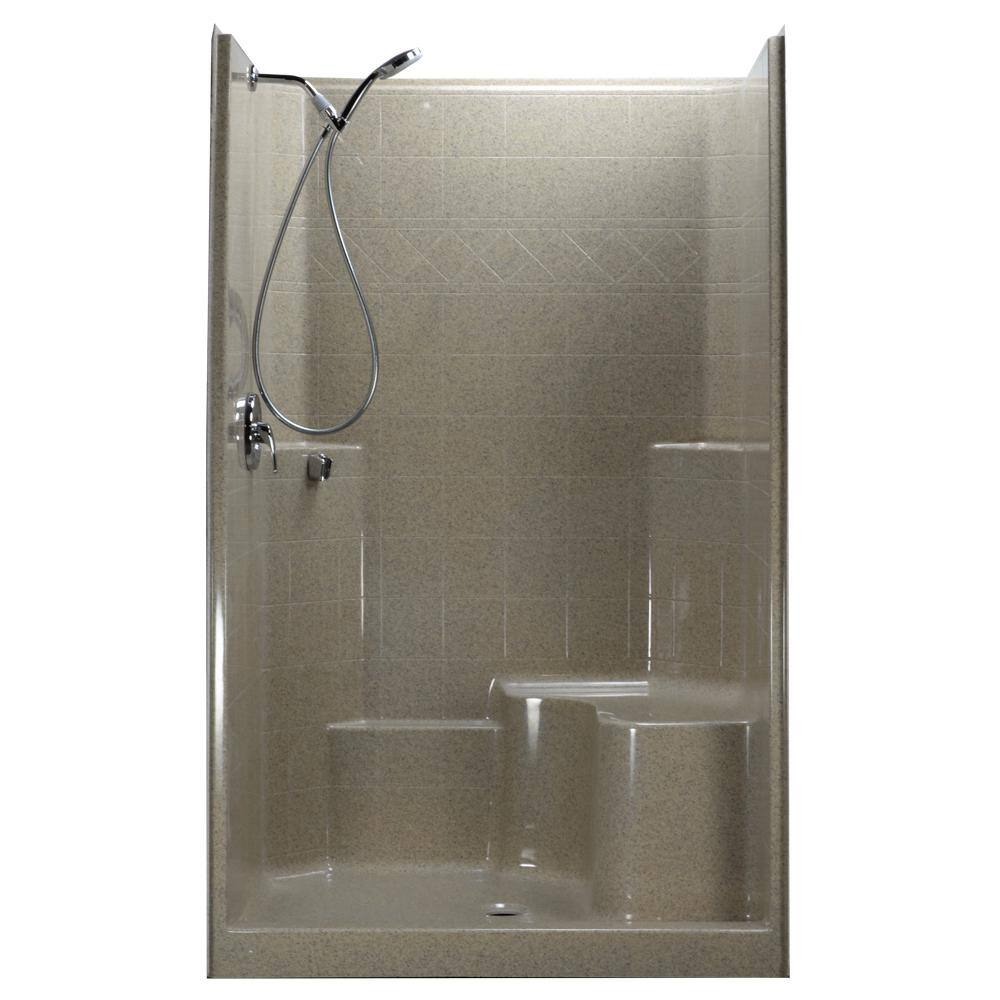 Ella 48 In X 37 In X 80 In 1 Piece Low Threshold Shower Stall In Cotton Seed Shower Kit 0124