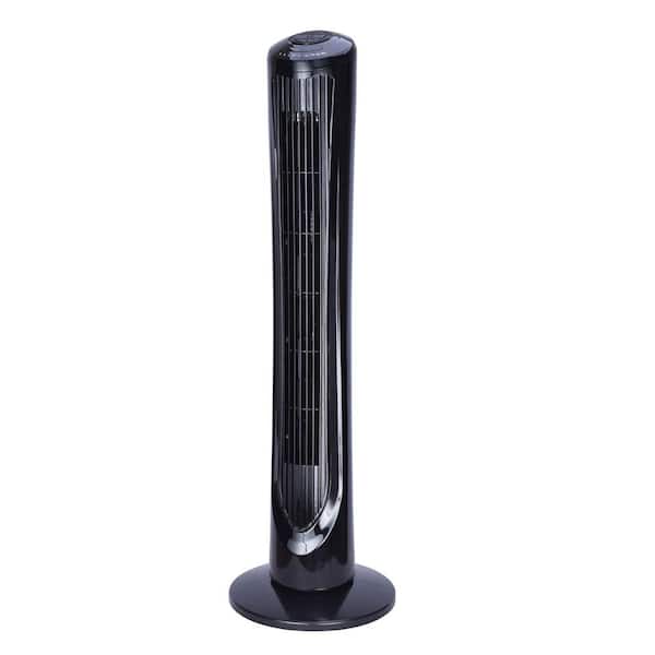 Hampton Bay 40 in. 3 Speed Remote Control Oscillating Tower Fan in Black
