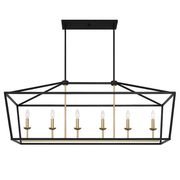 Vanity Art Mulhouse 6-Light Black/Brass Dust Linear Pendant