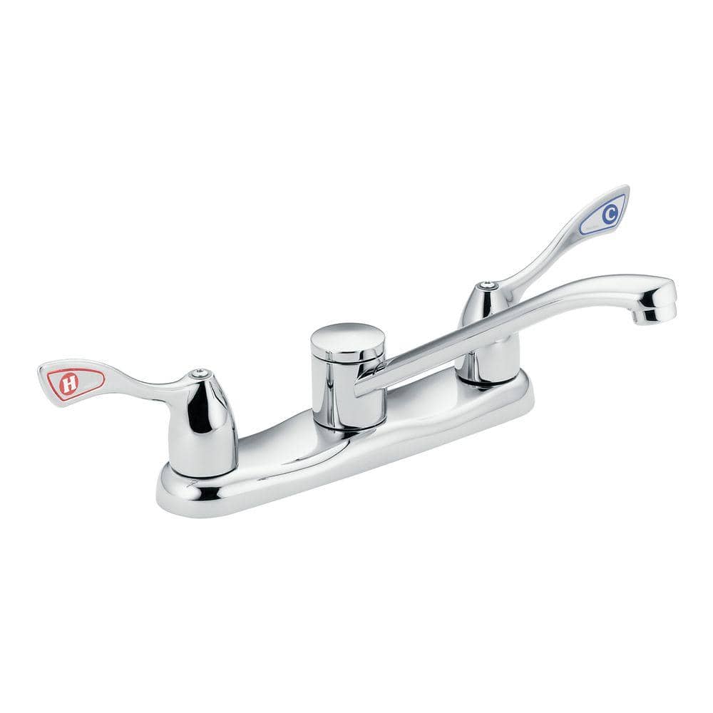 Commercial 2-Handle Low-Arc Kitchen Faucet in Chrome