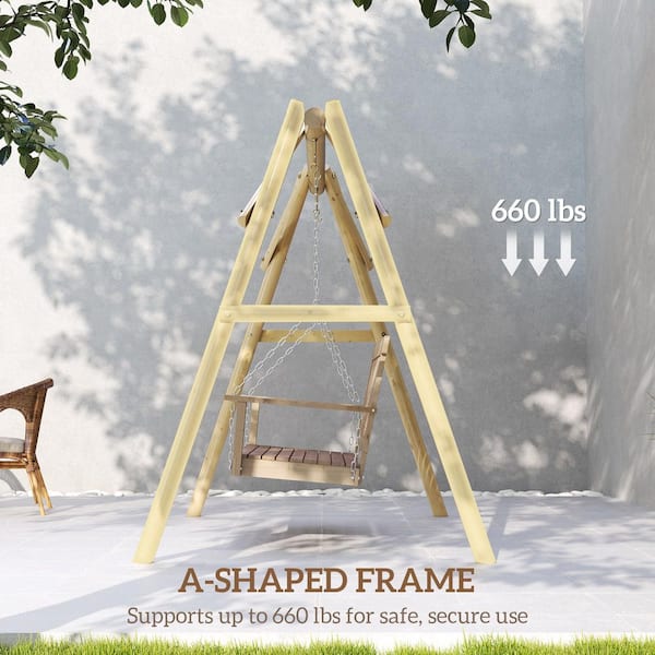 Outsunny 2-Person Wooden Porch Swing Frame, A-Frame Swing Outsunny 2-Person Wooden Porch Swing Frame, A-Frame Swing