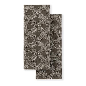 Island Tile Grey/White Cotton Kitchen Towel Set (2-Pack)
