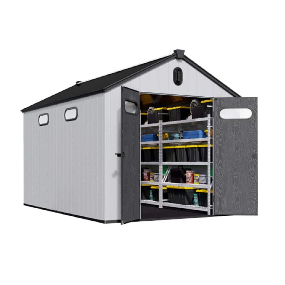 Oyezvary 8 ft. W x 12 ft. D Plastic Storage Shed with Steel