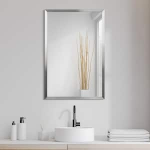 36 in. x 24 in. Contempo Rectangle Brushed Silver Stainless Steel Framed Wall Mirror