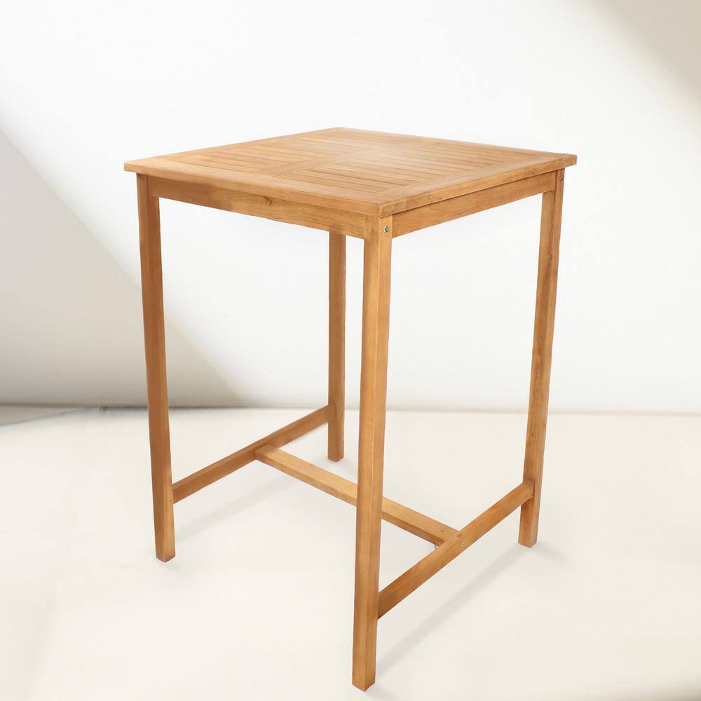 Sunnydaze 31.5" Square Teak Wood Outdoor Bar Table