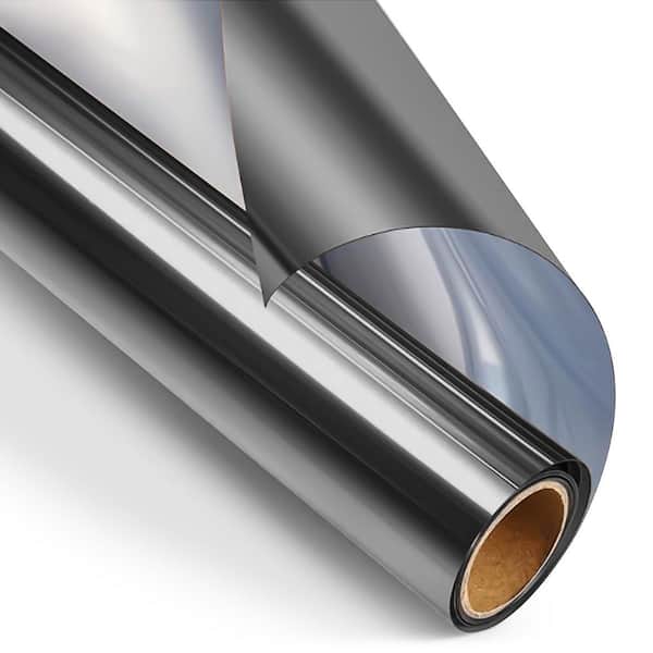 28 in. W x 79 in. L Heat Blocking Anti UV Daytime Blackout Decorative Window Film with One Way Reflective, Medium Gray