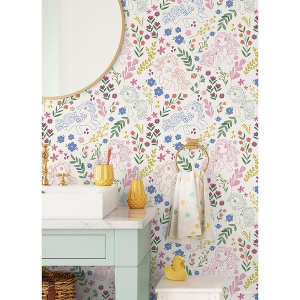 My Little Pony Retro Floral Cream Peel and Stick Wallpaper