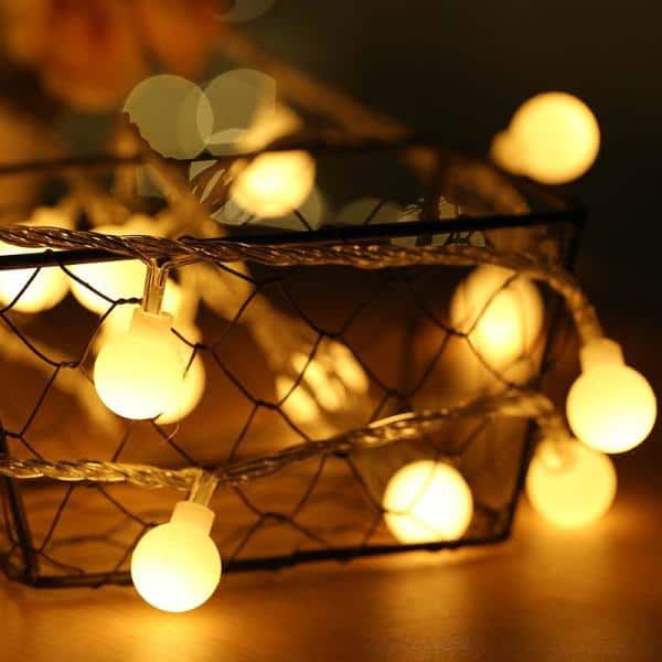 YANSUN 40-Light 16.4 ft. Outdoor Battery Powered Globe Integrated LED Decorative Fairy String Light in Warm White