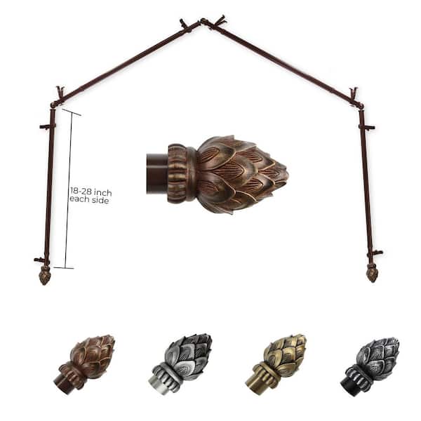 13/16" Bud 4-Sided Bay Window Curtain Rod (18-28 inch each side)-Cocoa
