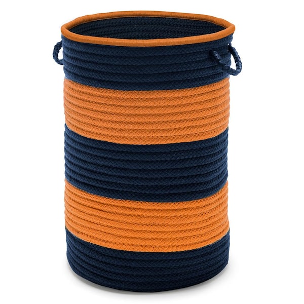 Colonial Mills Color Pop Round Polypropylene Hamper Navy Orange 16 in. x 16 in. x 24 in.