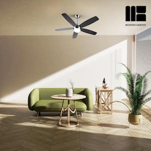 WhisperBloom 52 in. Indoor Black Ceiling Fan with LED Light Bulbs and Remote Control