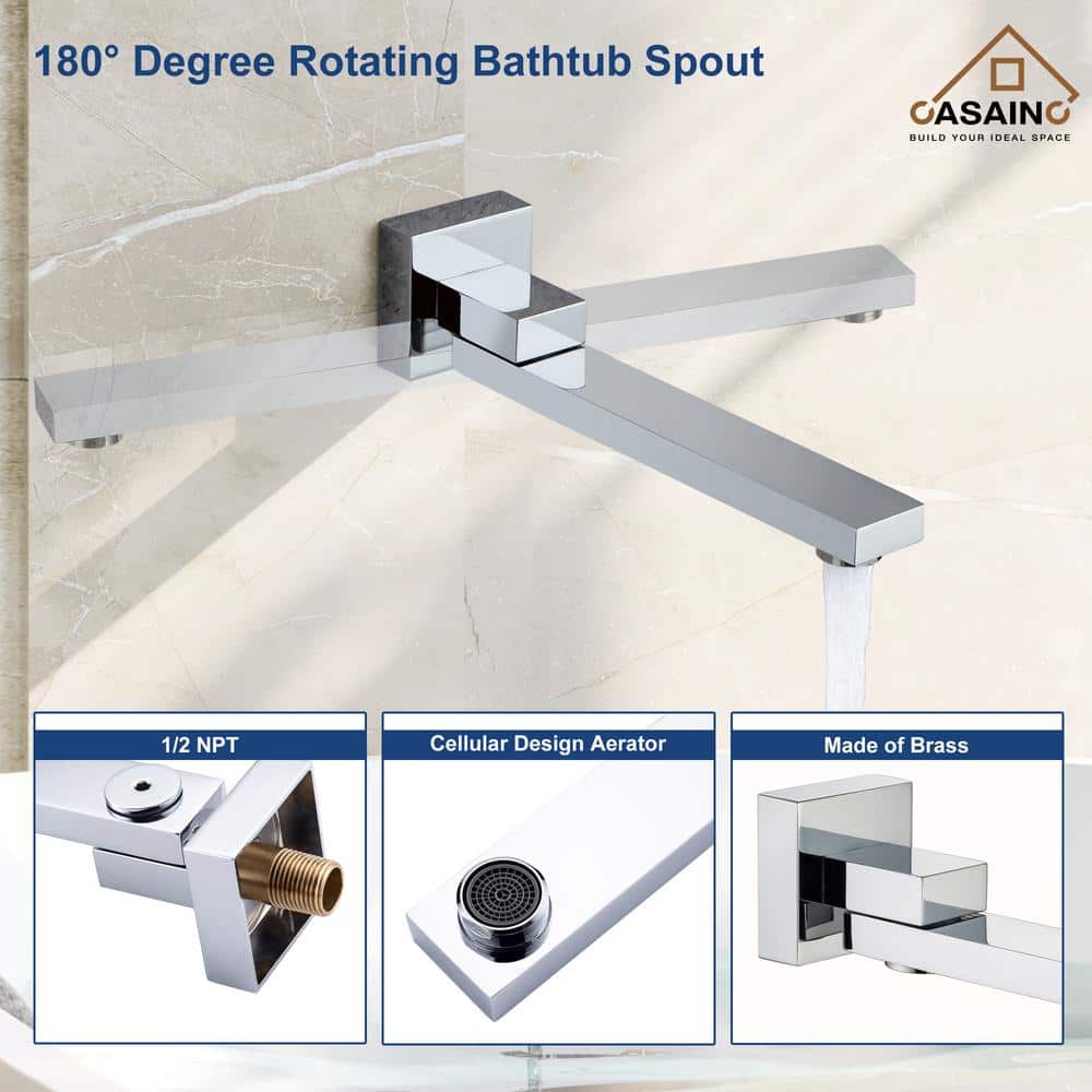 Chrome Large Square Multi-Head Wall Mounted Shower System