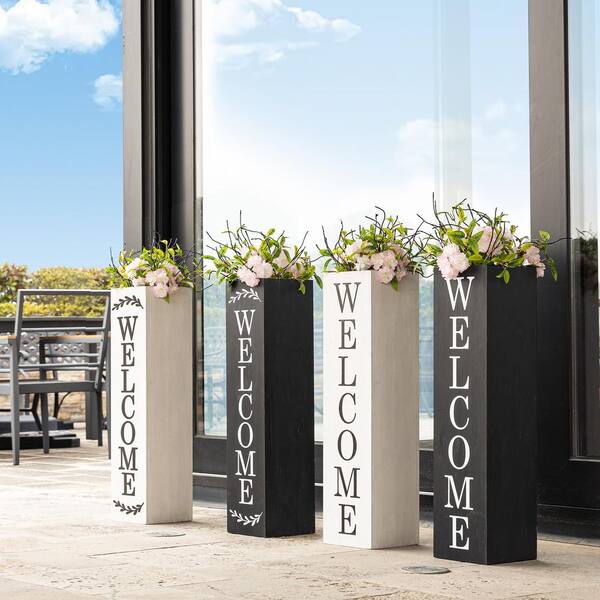 Glitzhome 30 Inch H Double Sided Porch Sign Solid Wood Black Boxed
