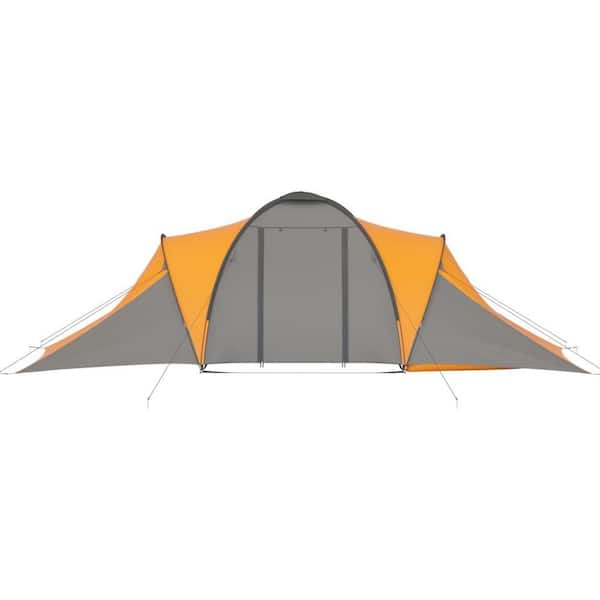 sla badge Ezel Afoxsos 19 ft. x 8 ft. 6-Person Fabric Camping Tent with 2 Compartments, 2  Windows for Ventilation in Gray and Orange HDDB672 - The Home Depot
