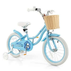 16 in. Kid's Bike with Training Wheels Adjustable Handlebar Seat Handbrake Blue