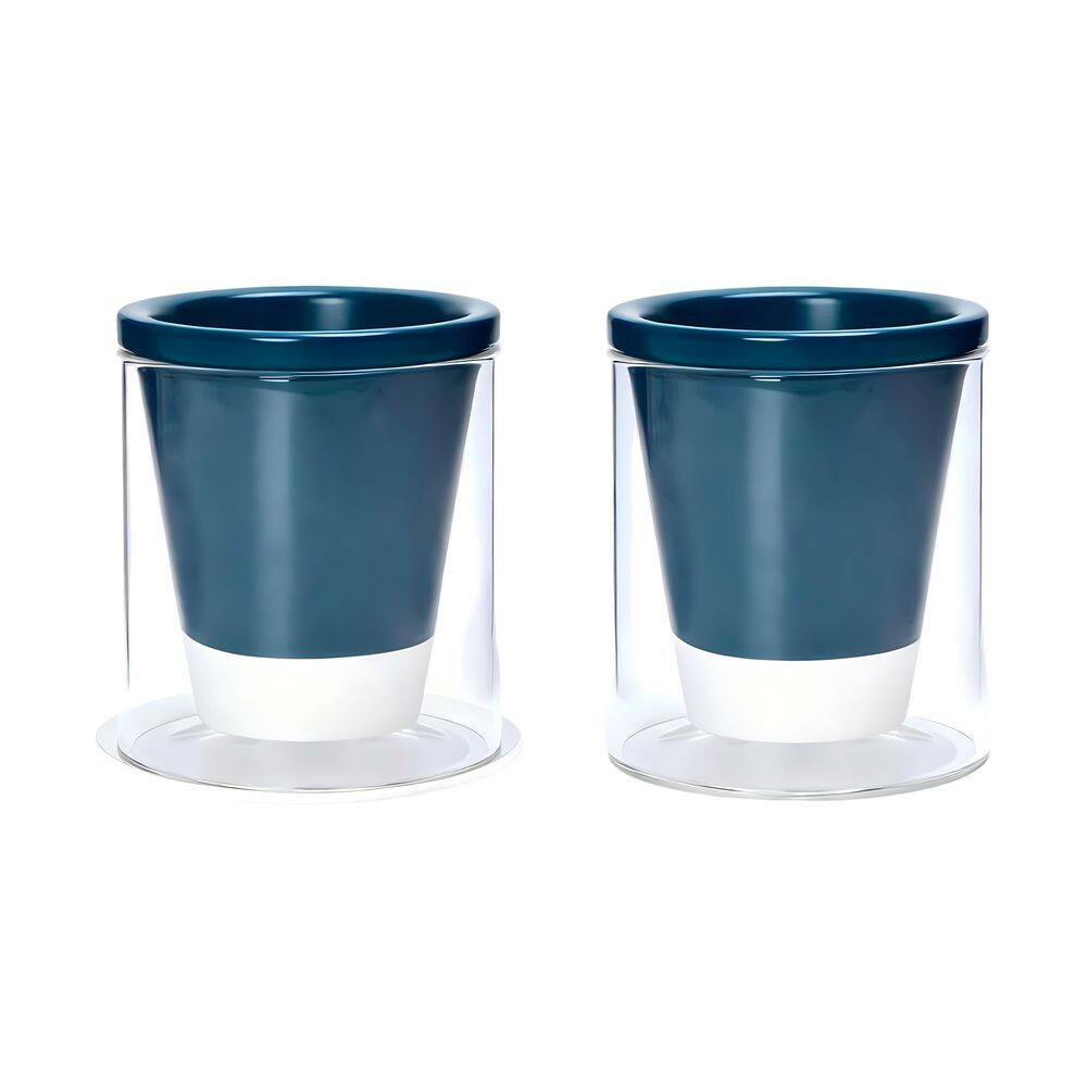 2-Pack 6 in. Design Self Watering Pot for Indoor Plants, Terracotta Planter with Cylinder Glass Cup, Blue price history on PriceWatchPro