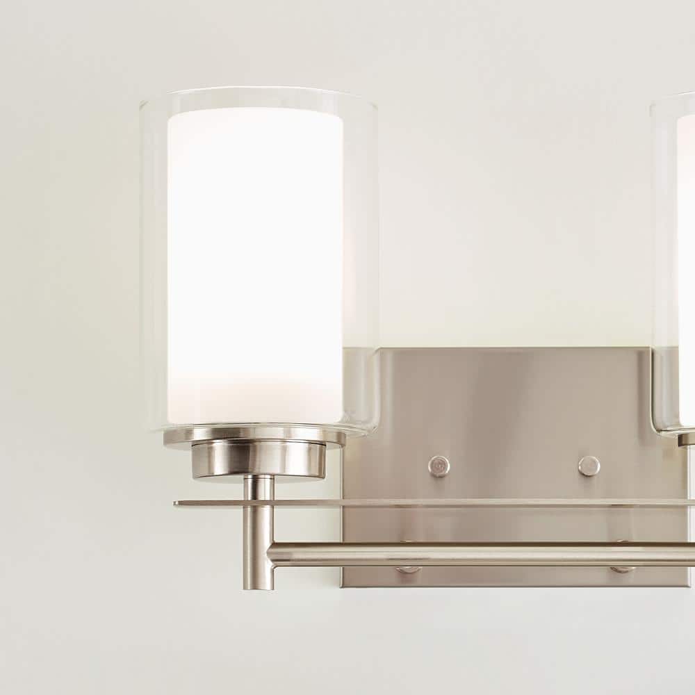 Elmwood Park Brushed Nickel 2-Light Vanity with Satin Etched Glass