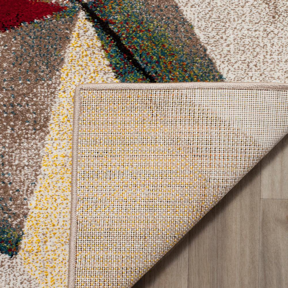 Porcello Light Grey and Orange Floral Synthetic Area Rug