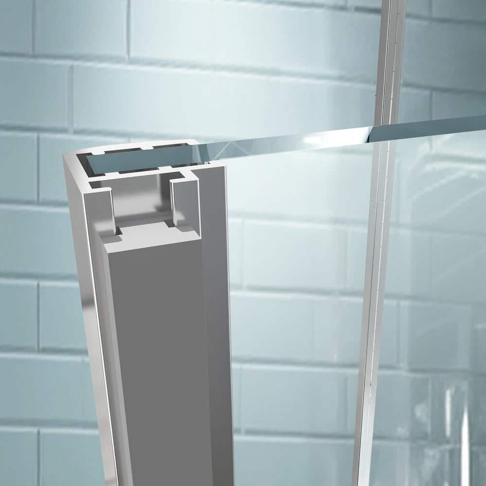 54 in. Chrome Semi-Frameless Pivot Shower Door with Clear Glass