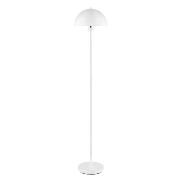 Hampton Bay Corbin 56 in. White 1-Light Standard Floor Lamp with Metal Dome Shade