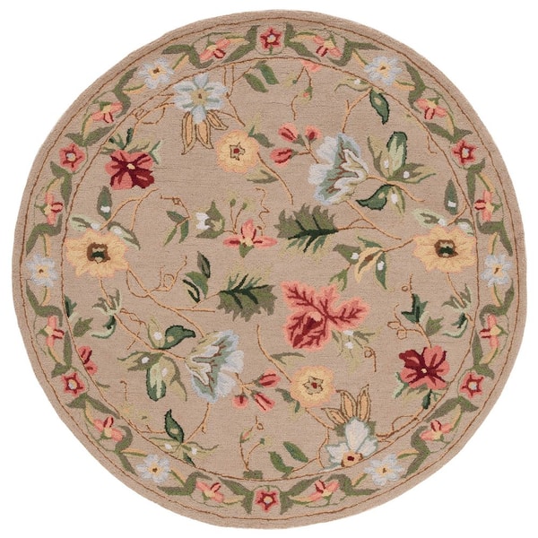 Chelsea 6 ft. x 9 ft. Oval Beige Gradient Border Floral Area Rug