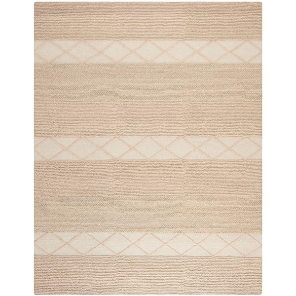 Natura Beige 9 ft. x 12 ft. Striped Geometric Area Rug