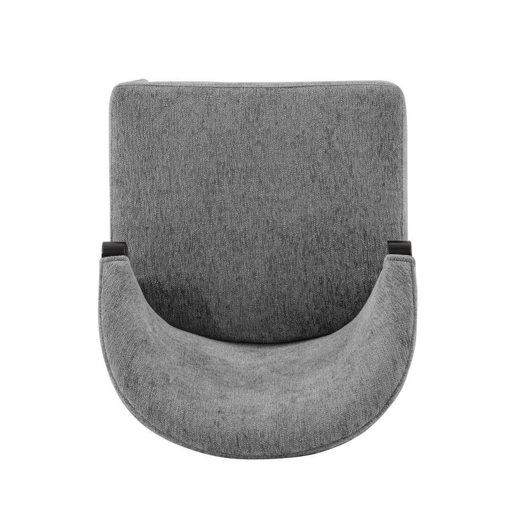 Gray Boucle Upholstered Side Chair with Elm Wood Legs