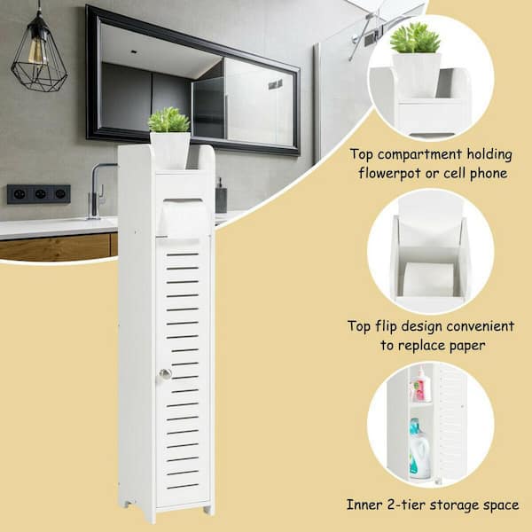 AOJEZOR Small Bathroom Storage Corner Floor Cabinet with Doors and