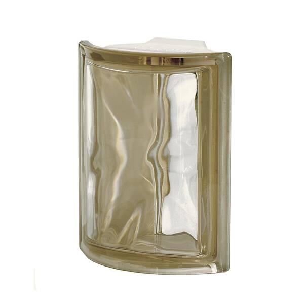 Seves Pegasus Siena Q19 5.98 in. x 7.48 in. x 3.15 in. Wavy Pattern Corner Glass Block