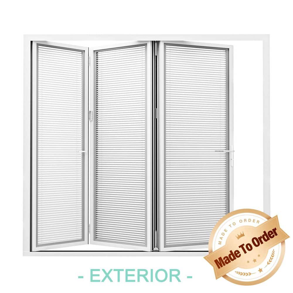 96 in. x 96 in. Left Swing/Outswing Double Tempered Glass White Louver Aluminum Folding Patio Door price history on PriceWatchPro