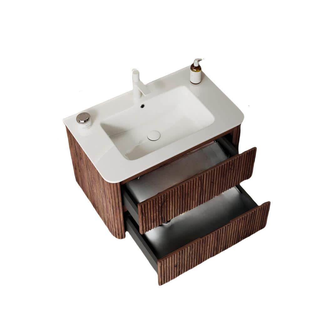 30in. W x 18in. D x 20in. H Wall Plywood Bath Vanity Cabinet in Brown With 