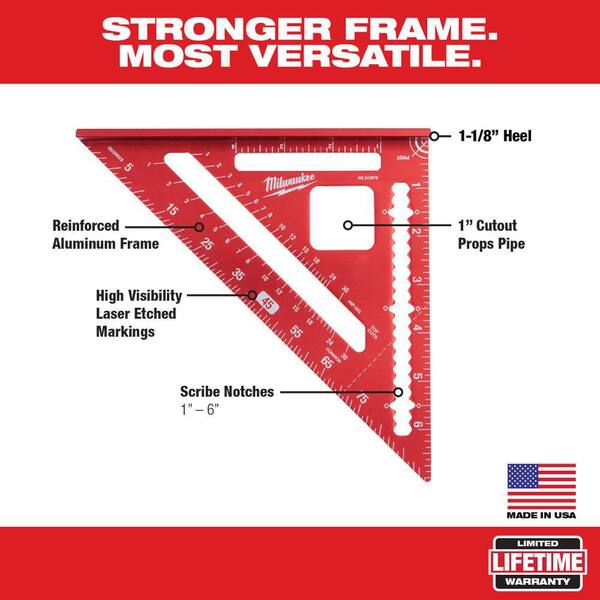 Milwaukee - 7 in. Rafter Square and 4-1/2 in. Trim Square Set with FASTBACK Utility Knife (2-Pack)