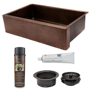 Undermount Hammered Copper 35 in. 0-Hole Single Bowl Kitchen Sink and Drain in Oil Rubbed Bronze